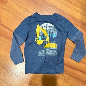 Jumping Beans Blue and Yellow Excavator Long Sleeve Tee